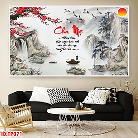 Mua Tranh Canvas Treo Tường Phòng Khách - Tranh Thư Pháp Chữ Cha Mẹ Đẹp