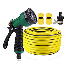 Mua Vòi phun xịt nước rửa xe tưới cây tăng áp 8 chế độ 815621-1 (dây vàng dẹt-nối đen)