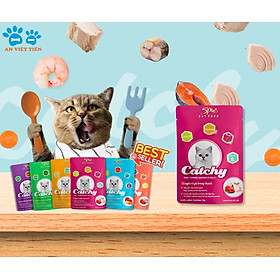 Pate cho mèo mọi lứa tuổi CATCHY 5PLUS CAT FOOD _ THÙNG 48 túi 70g mix vị