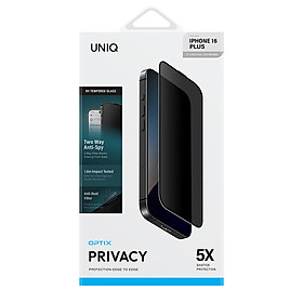 Kính Cường Lực UNIQ OPTIX PRIVACY Cho iPhone 16/ 16 Plus/ 16 Pro/ 16 Pro Max Chống Nhìn Trộm Độ Rõ Nét Được Tối Ưu Hoá Hàng Chính Hãng