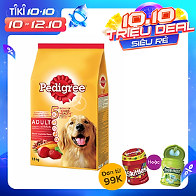 Thức ăn chó Pedigree vị thịt bò & rau củ túi 1.5kg