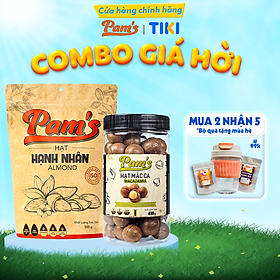 Combo hạnh nhân Mỹ + Macca nhập khẩu Úc Pam's - Sấy chín giòn thơm, nguyên vị