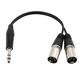 1/4 6.35mm Mono   TRS to 3pin Dual XLR Male Audio Microphone Adapter