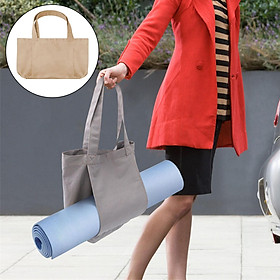 Canvas Tote Bag with Yoga Mat Carrier Pocket Shoulder Bag for Office, Workout, Pilates, Travel, Beach and Gym