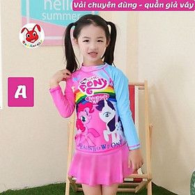 Đồ bơi bé gái tay dài hình Elsa - Pony từ 10-39kg -quần giả váy tạo kín đáo- Kiến Lửa - A pony quần hồng - 3