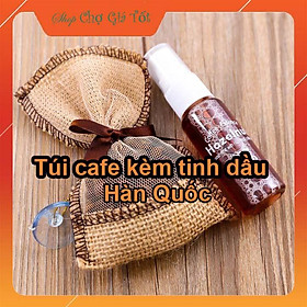 Túi hạt Cafe treo ô tô khử mùi giảm say xe Hazelnut Korea -Kèm lọ tinh dầu 20ml