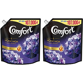Combo 2 Túi Nước Xả Vải Comfort Hương Nước Hoa Thiên Nhiên Bella (Tím Đen) 2.4L