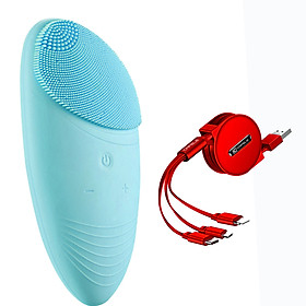 Máy rửa mặt mini massage tích hợp sóng âm tặng kèm 1 cáp sạc đa năng 3 đầu - Màu ngẫu nhiên