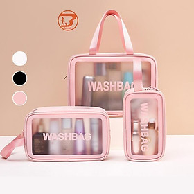 Túi đựng mỹ phẩm Bamozo washbag trong suốt có quai cao cấp