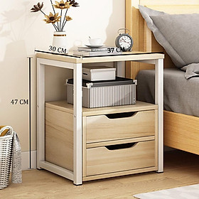 Mua Kệ tủ đầu giường phong cách CHÂU ÂU ANA  có 2 ngăn kéo đựng đồ  khung sắt sơn tĩnh điện cao cấp - KDG01