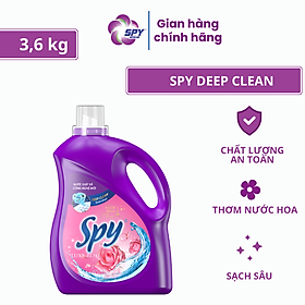 Can nước giặt xả SPY Deep Clean  3,6 kg hương hoa Hồng sạch sâu, thơm lâu giúp làm mềm vải