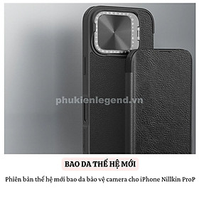 Bao da chống sốc bảo vệ camera cho iPhone 16 Pro / 16 Pro Max hiệu Nillkin Qin ProP - Tích hợp chân đế, ngăn đựng thẻ, Da PU cao cấp - Hàng nhập khẩu - Màu Đen - iPhone 16 Pro