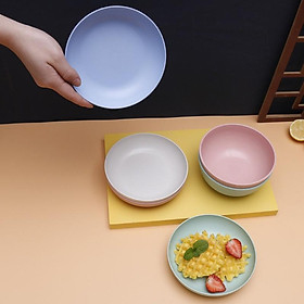 Set 3 đĩa lúa mạch nhiều màu sắc đựng đồ ăn, bánh kẹo tiện dụng Happy Home