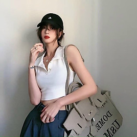 Áo croptop 3 lỗ cổ bẻ thời trang XIXO cao cấp - mã ATN0043