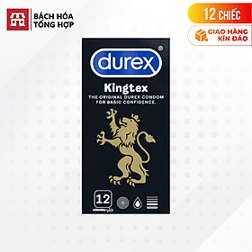 [Hộp 12 cái] Bao cao su Durex Kingtex - Size nhỏ 49mm, ôm sát 