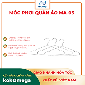 Mua Bộ 3 Móc Áo Inox Không Gỉ Sét Cao Cấp kokOmega - ( MA-05)