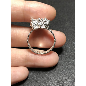 Nhẫn bạc kim tiền tài lộc cõng tỳ hưu bạc  - bạc thật hm04