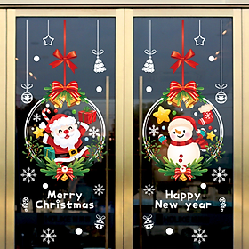 Decal trang trí Noel - Rèm châu ông già Noel và người tuyết