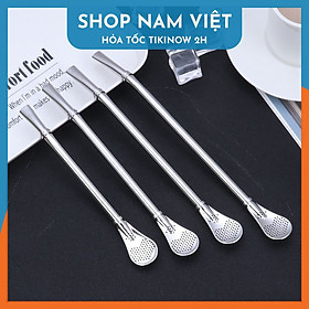 Ống Hút Muỗng Đầu Lọc Dài 15.5 - 21cm (Kèm Cọ Rửa)