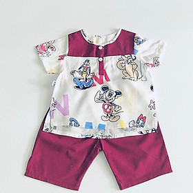 Bộ quần áo ngắn bé trai họa tiết Mickey đỏ cotton - AICDBTWOJBEY