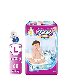 Tã Dán Trẻ Em Bobby Size L 68 Miếng ( L68 Cho Bé 9 Đến 13 Kg) Êm Mềm Khô Thoáng - Bỉm Dán Bobby Size L