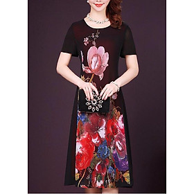 Đầm Suông Bigsize Trung Niên Từ 50-70kg Phối Tay Ngắn - Thời Trang Giấu Bụng Goti 3251D