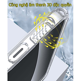 Ốp lưng cho iPhone 15 pro max trong suốt chống sốc chống ố vàng âm thanh 6D  - hàng chính hãng