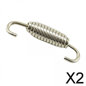 2xMotorcycle Exhaust Pipe Spring Accessory 304 Stainless Steel 55mm Argent Oval