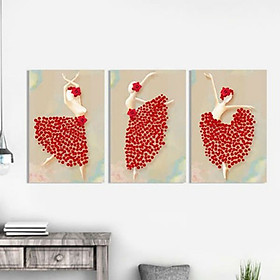 Bộ 3 tranh trang trí "vũ công hoa hồng" - w260