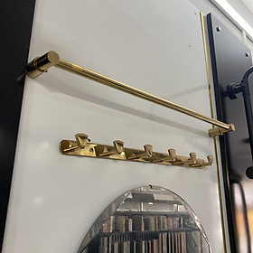 Mua Combo thanh treo khăn và móc treo quần áo inox 304 mạ vàng cao cấp