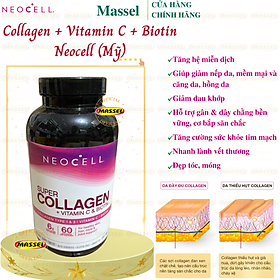 Collagen Neocell Types 1 & 3 Mỹ Hỗ trợ cang da, giảm nhăn da, giúp da, tóc, móng tay và khớp khỏe mạnh từ bên trong ra ngoài - Massel Official