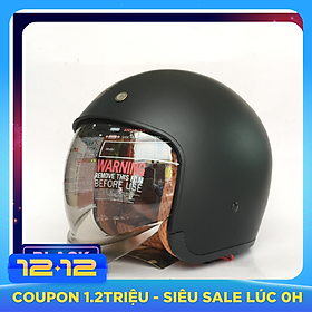 Nón bảo hiểm 3/4 kính âm Royal M139 Đen nhám cao cấp Lót tháo rời, che hết mặt