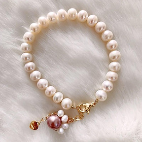 Vòng Tay 6 Ly Mix Charm Hình Mèo Hồng Dễ Thương - Trường Thịnh Ngọc Trai