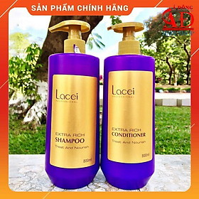 Bộ dầu gội xả Lacei tím cho tóc khô hư tổn 800mlx2