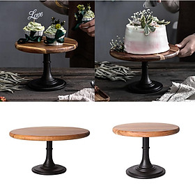 2x Wood Cake Stand Round Holder Plate for Conferences Kitchen Decorations
