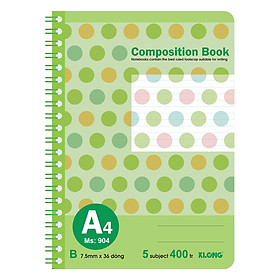 Sổ Lò Xo Kép Bìa Nhựa Klong A4 MS 904 (400 Trang)