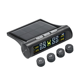 Solar TPMS Wireless Car Tire Pressure Monitoring System with 4 External Sensors