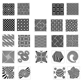 24x Geometric Stencils Painting Templates Reusable 5.9 x 5.9inch for Furniture Wall Decor Tracing DIY Art Supplies