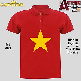 Áo thun lá cờ Việt Nam, mã VN9. Áo phông polo Goking cổ trụ, form unisex cho nam nữ, đội nhóm công ty. - Đỏ tươi - XXL: Khoảng 77-85kg