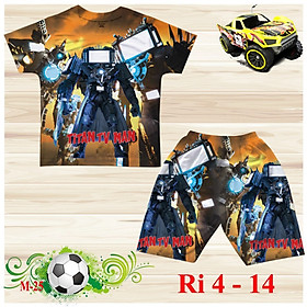 Đồ bộ cho bé trai hình Skibidi Toilet Camera Man TV man size từ 14-36kg chất thun lạnh thái mềm mát - 6&7(21-23kg)