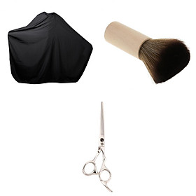 Salon Hair Cutting Scissors Shears + Neck Duster Brush +Barber Hair Cape Cloth