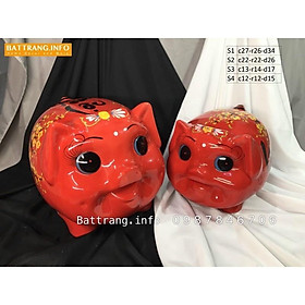Heo đầu nơ Tài Lộc - heo sứ Bát Tràng