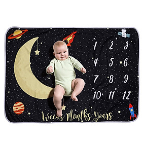 Baby Monthly Milestone Blanket For Girl Boy Flannel Night Sky Moon Stars for Babies Photo Picture Prop Background Baby