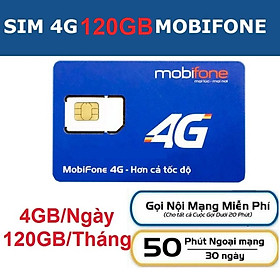 Sim 4G Mobifone C120 120GB - (4Gb/ngày, Gọi nội mạng miễn phí 1000p không giới hạn) - Hàng chính hãng