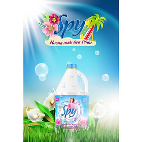 Nước giặt xả Spy Plus hương hoa Pháp 2 in 1 dung tích 4.5L - 3 mùi hương ( xanh, hồng, tím )