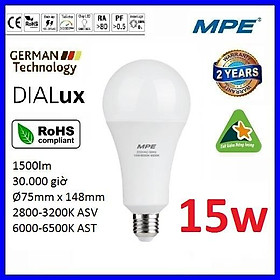 BÓNG LED BULB 15W CHỐNG THẤM CAO CẤP MPE LBD3-15 ( TIÊU CHUẨN CHÂU ÂU )