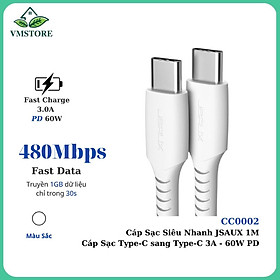 Mua Cáp Sạc Siêu Nhanh 60w Type C sang Type C - CC0002 JSAUX Cáp Cho Macbook  Laptop  Ipad Điện Thoại Samsung  Oppo  Huawei… - Hàng chính hãng