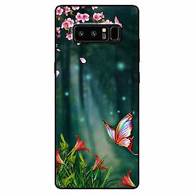 Ốp lưng dành cho Samsung Note 8 mẫu Bướm Và Hoa Đỏ