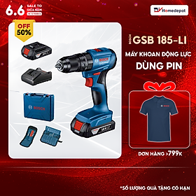 Máy khoan động lực dùng pin Bosch GSB 185-LI và Phụ kiện