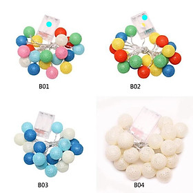Đèn Quả Tròn Cotton 20 Bóng Trang Trí  Tông Xanh